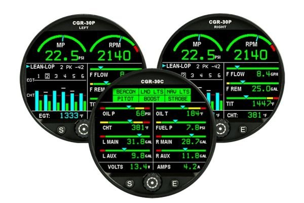 CGR-30P (2 Monitors) & CGR-30C Primary 4-Cylinder Twin Engine Monitor Combo