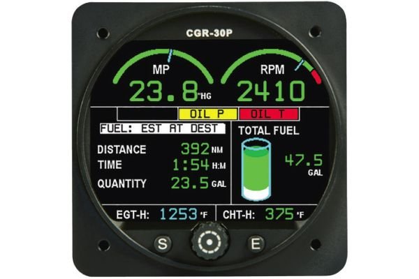 CGR-30P-6-P Primary Engine Monitor, 6-Cyl Premium w/RPM, EGT/CHT & 10 Functions