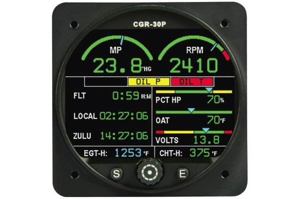 CGR-30P-6-P Primary Engine Monitor, 6-Cyl Premium w/RPM, EGT/CHT & 10 Functions