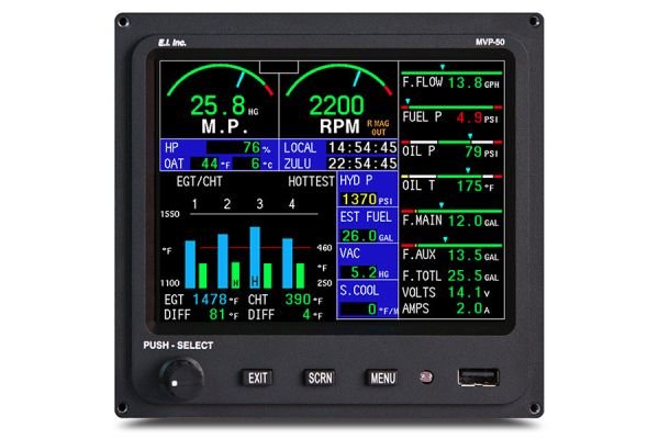 Electronics International MVP-50T Glass Panel Engine Monitor for Turbo-Prop, TSO/STC
