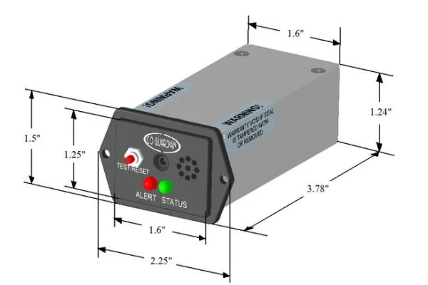 Panel Mount CO Detector, 14/28V TSO/STC