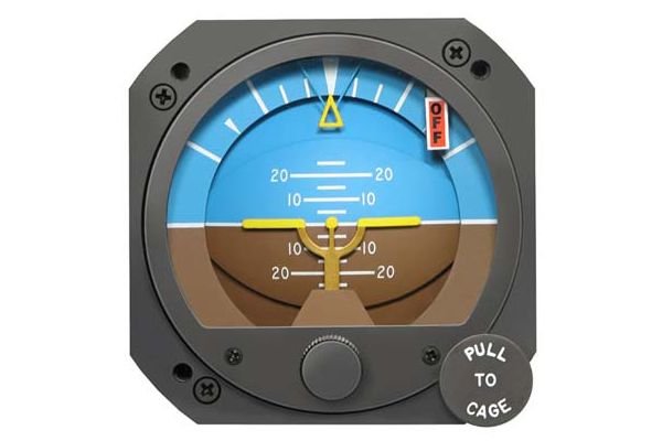 Fixed Pointer 12-30 volt Lighted Electric TSO Horizon Gyro with Yellow A/P & Pointer