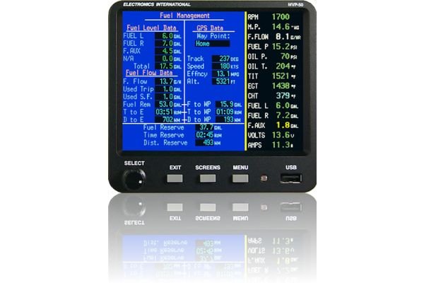 Electronics International MVP-50 Glass Panel Engine Monitor for 4 cylinder, TSO